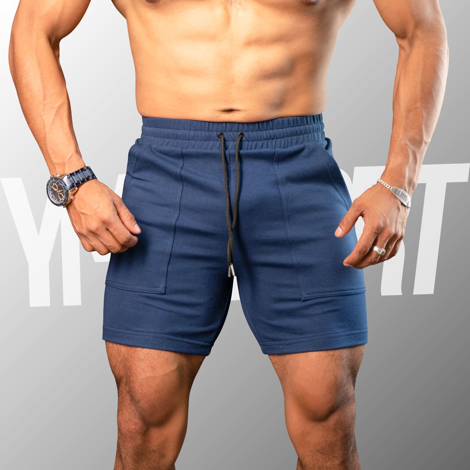 SHORT DEPORTIVO GYM HOMBRE YML SPORT 69124 AZUL MARINO FITNESS - 2
