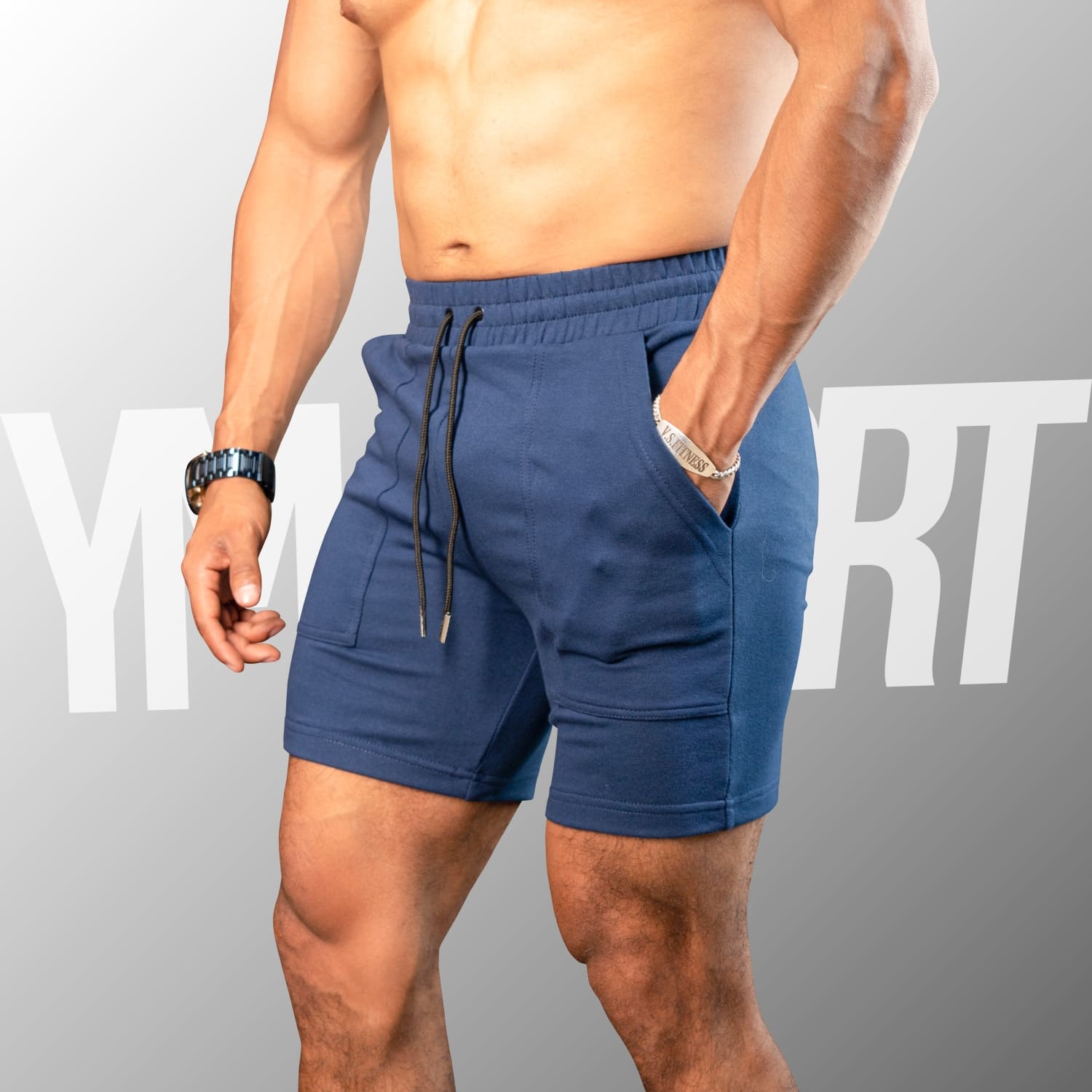 SHORT DEPORTIVO GYM HOMBRE YML SPORT 69124 AZUL MARINO FITNESS - 3