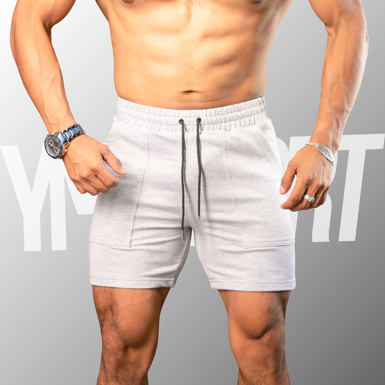 SHORT DEPORTIVO GYM HOMBRE YML SPORT 69124 BLANCO FITNESS - 2