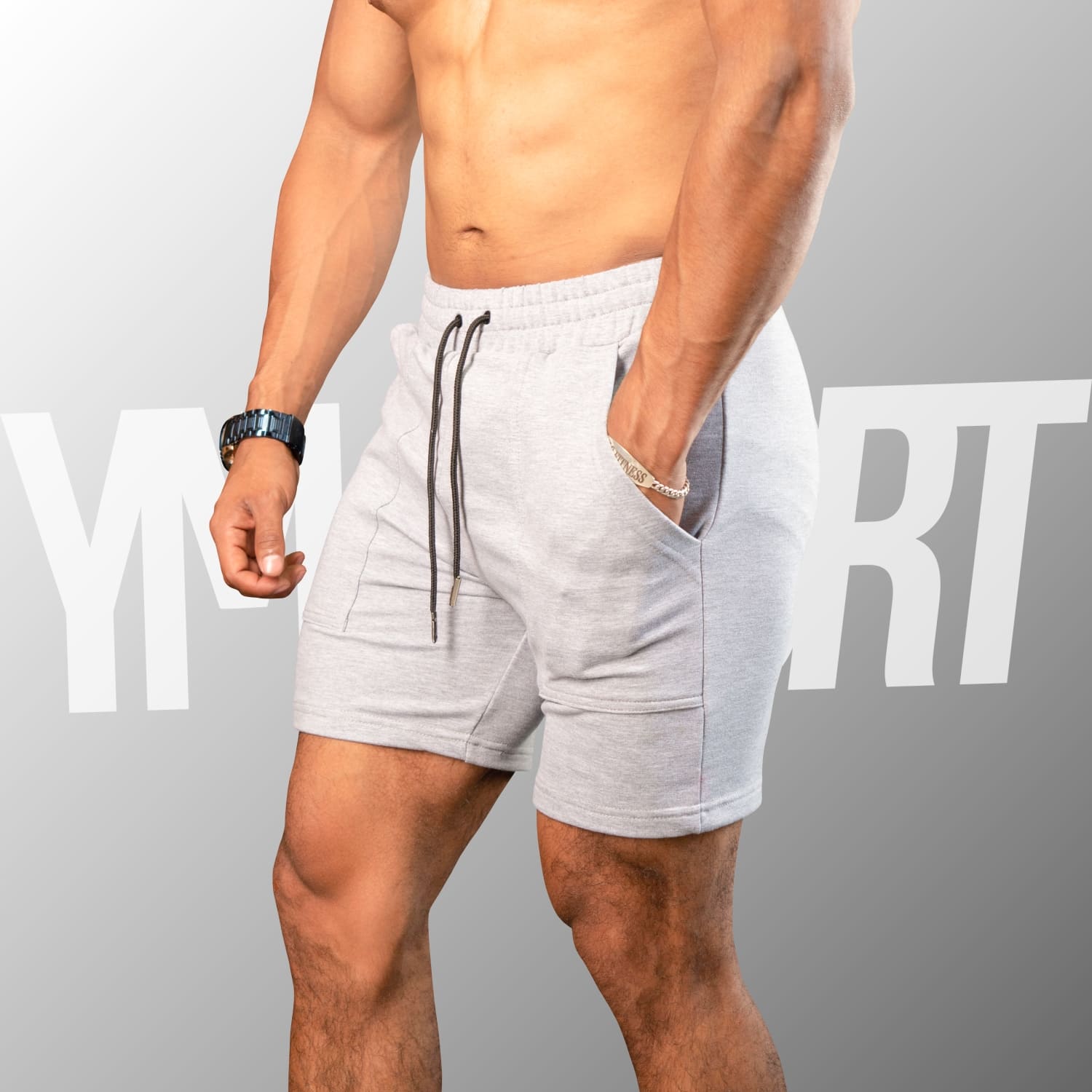 SHORT DEPORTIVO GYM HOMBRE YML SPORT 69124 BLANCO FITNESS - 3