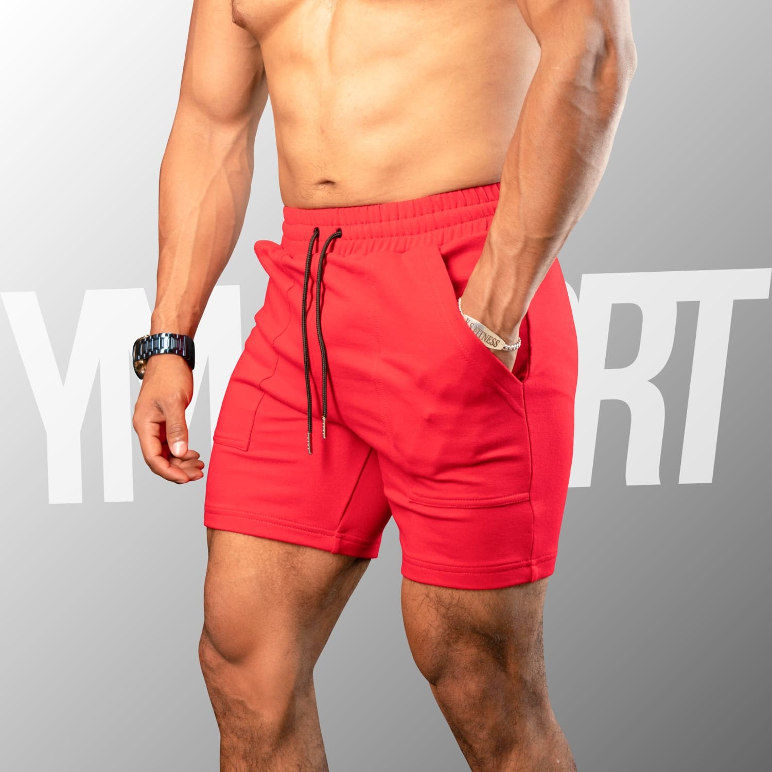 SHORT DEPORTIVO GYM HOMBRE YML SPORT 69124 ROJO FITNESS - 3