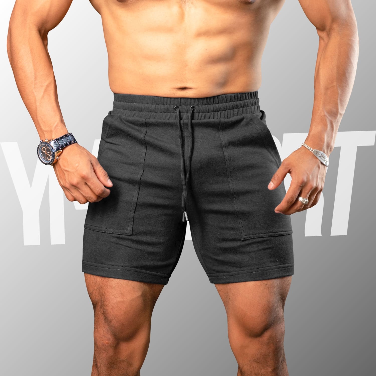 SHORT DEPORTIVO GYM HOMBRE YML SPORT 69124 NEGRO FITNESS - 2