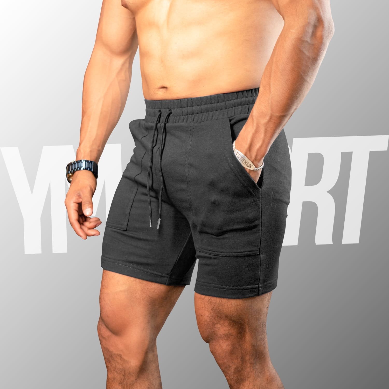 SHORT DEPORTIVO GYM HOMBRE YML SPORT 69124 NEGRO FITNESS - 3