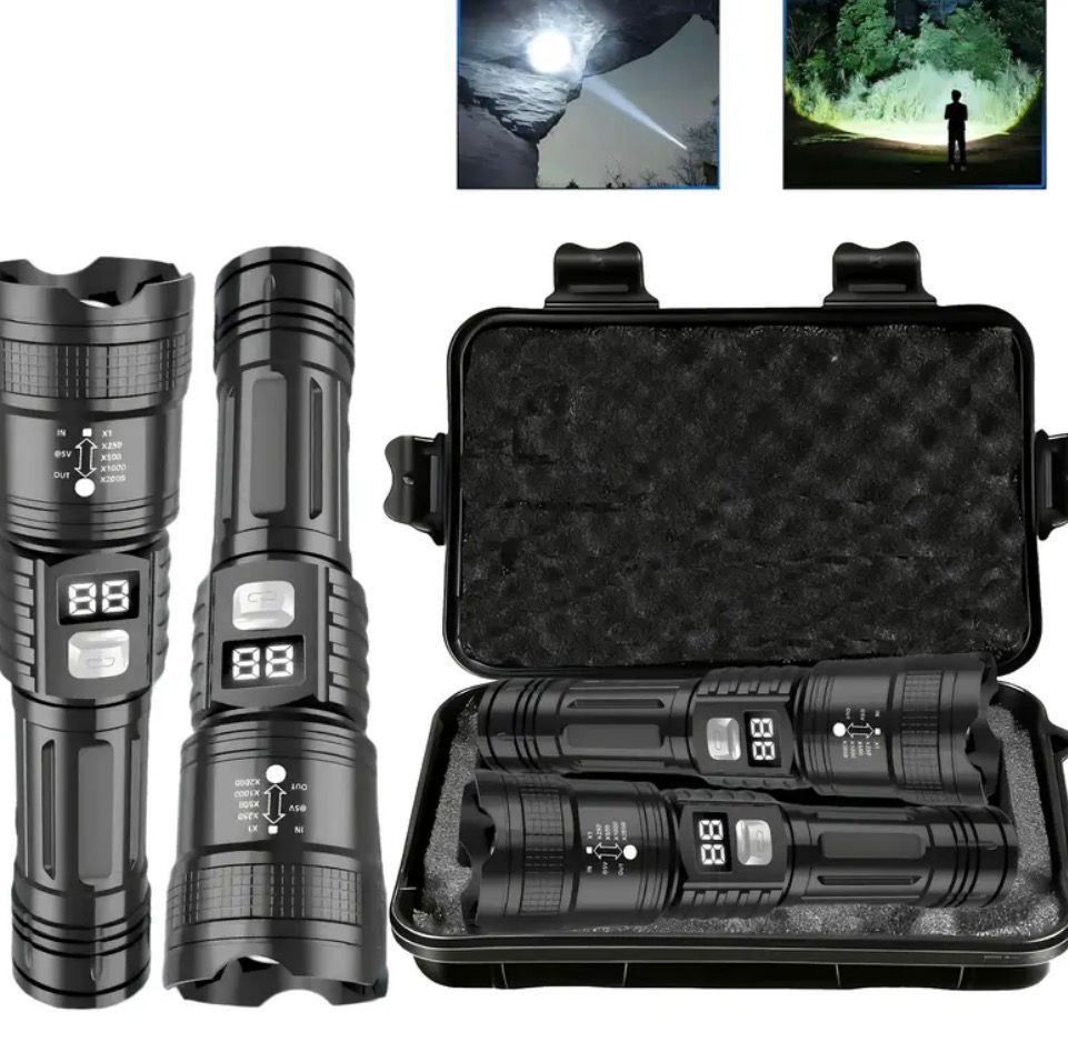 SET X 2 LINTERNAS RECARGABLES PANTALLA LED - 1