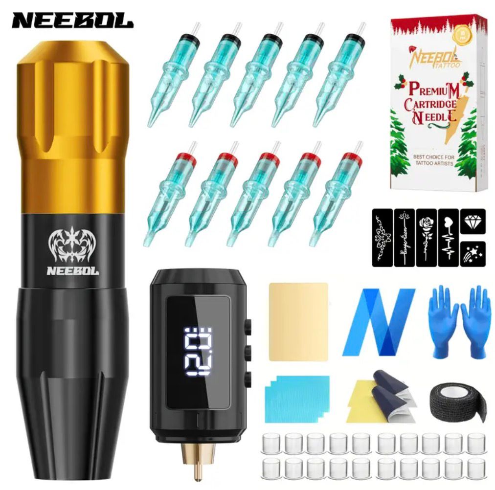 Kit Completo De Máquina De Tatuar Inalámbrica INKin – Pantalla LED, Batería 1500mAh Y 10 Agujas Revo Para Principiantes Y Profesionales