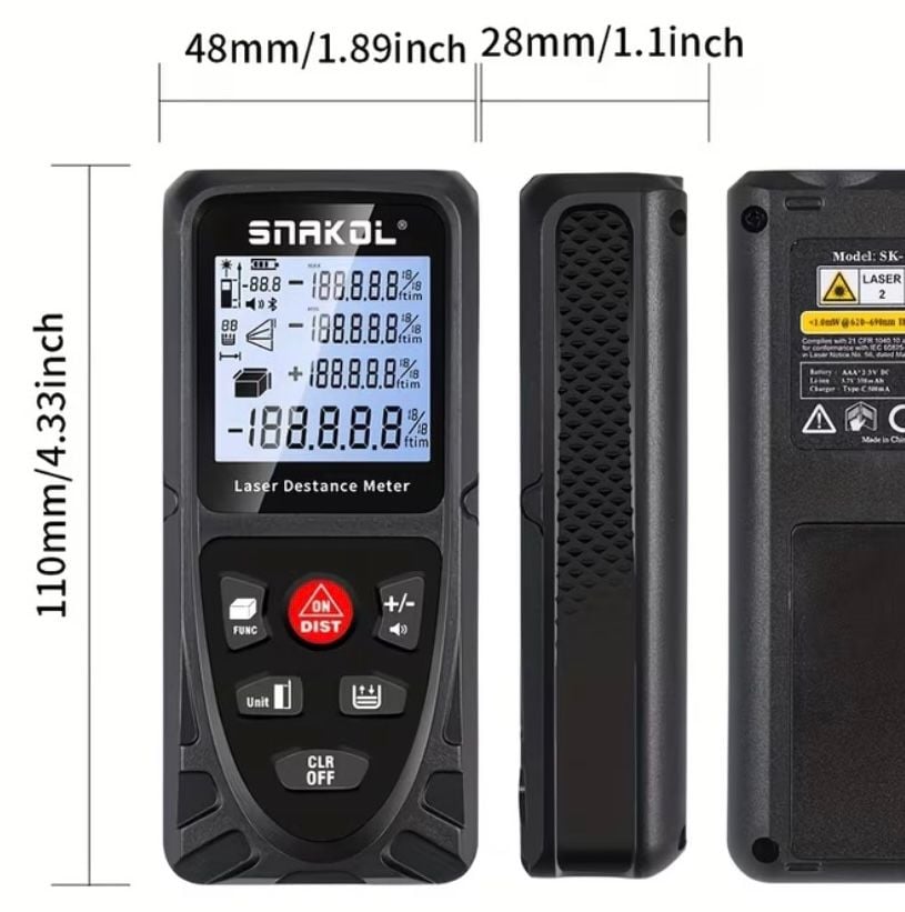 DISTACIOMETRO RECARGABLE WINCHA LASER 50 M SNAKOL - 2