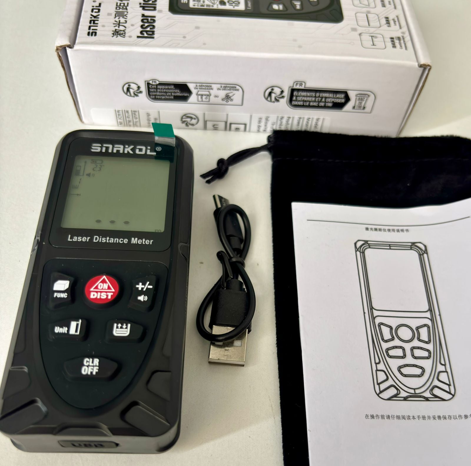 DISTACIOMETRO RECARGABLE WINCHA LASER 50 M SNAKOL - 3