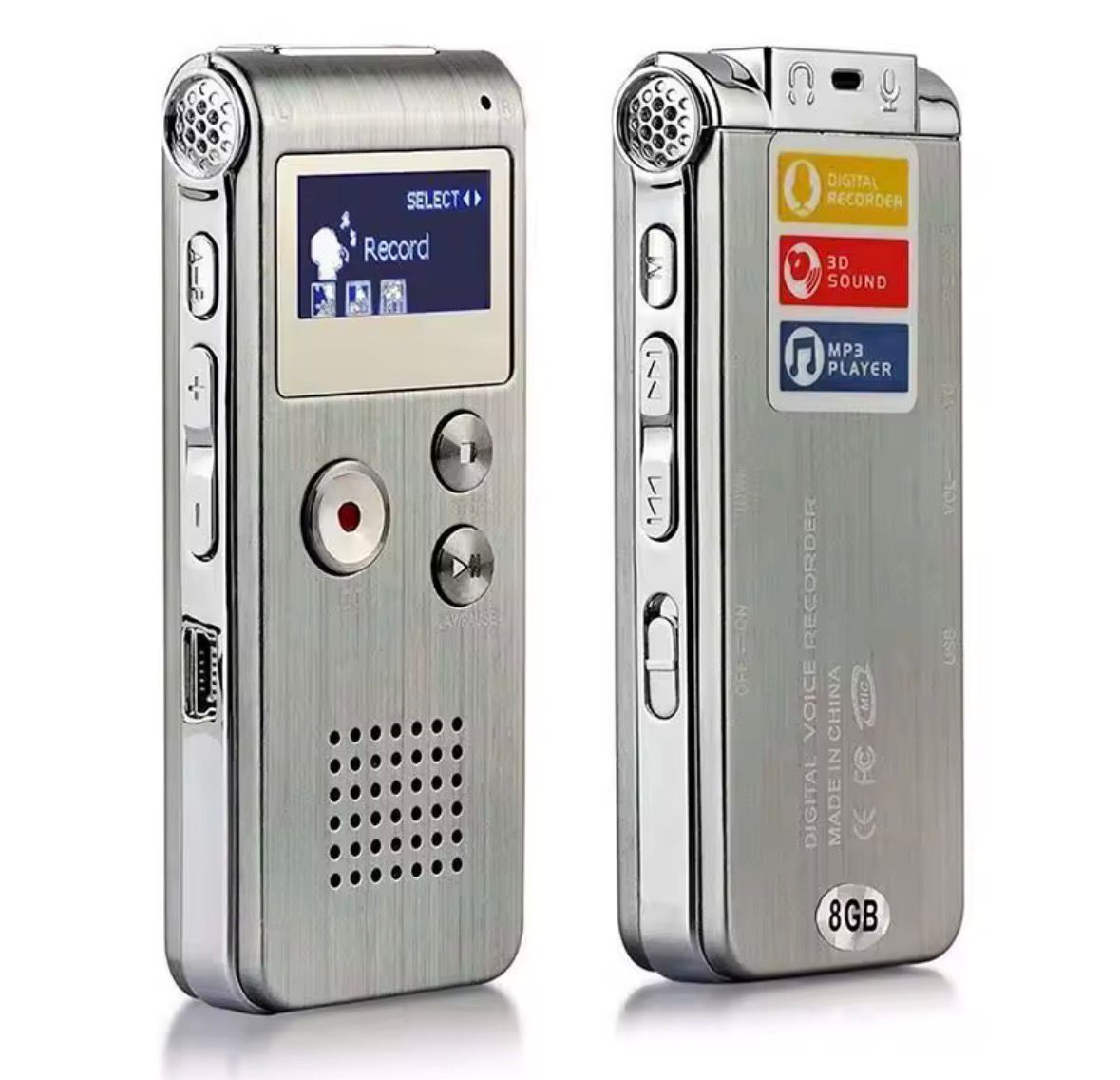 GRABADORA DE VOZ 8 GB PROFESIONAL COLOR PLATA - 1