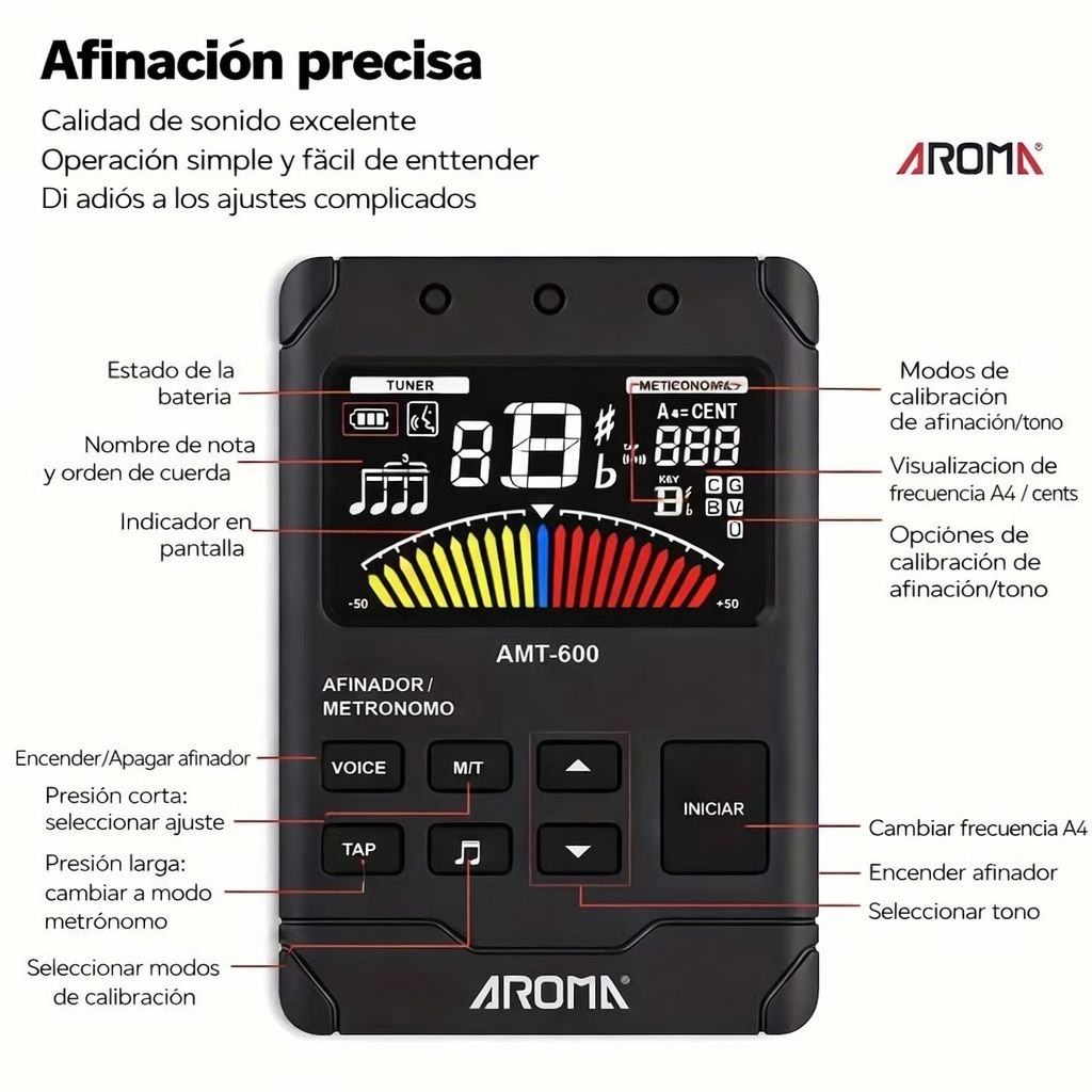AFINADOR GUITARRA CON METRONOMO PANTALLA COLOR - 4
