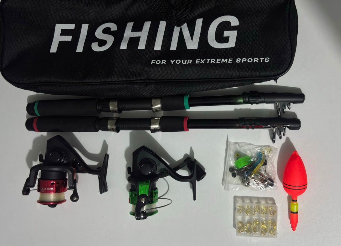 KIT 2 CAÑAS DE PESCAR CON ACCESORIOS 1.80 M - 3