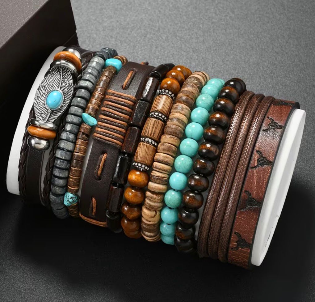 SET DE 11 PULSERAS PARA CABALLEROS - 1