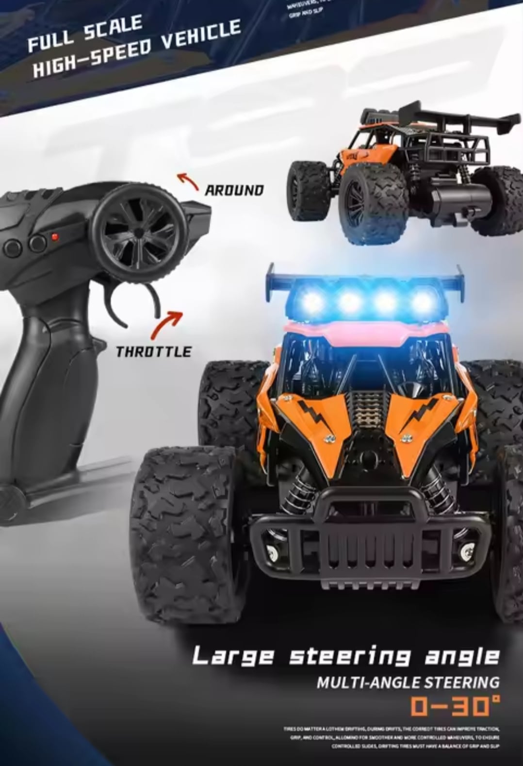 CARRO A CONTROL REMOTO METALIZADO CON LUCES - 1
