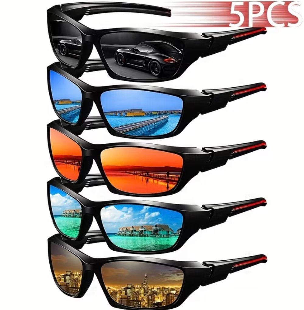SET DE 5 GAFAS LENTES DE SOL PARA HOMBRE USO MULTIPLE - 1