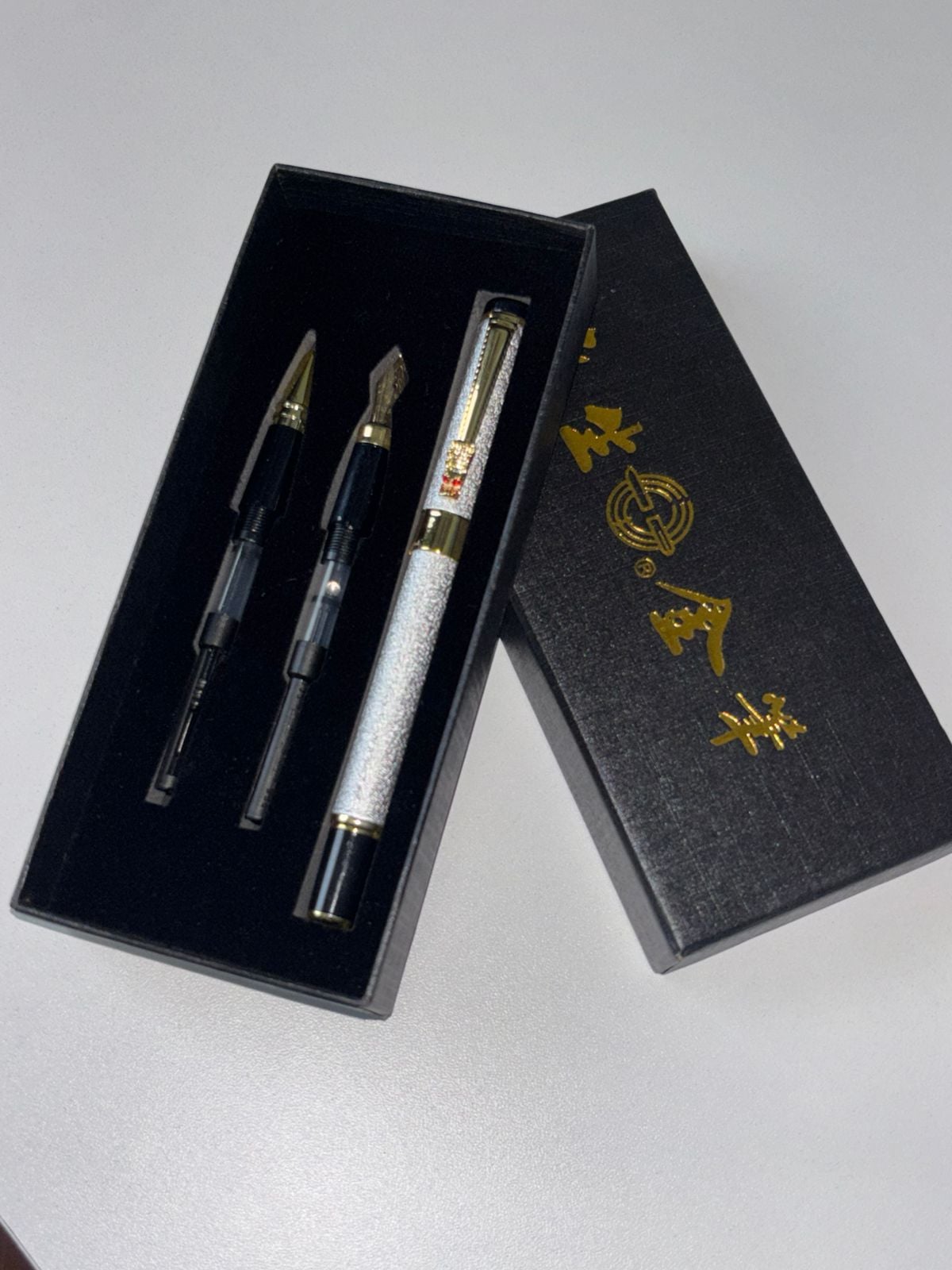 LAPICERO PLUMA FUENTE X 3 BOLIGRAFO CON 10 CARTUCHOS DE TINTA PLATA - 2