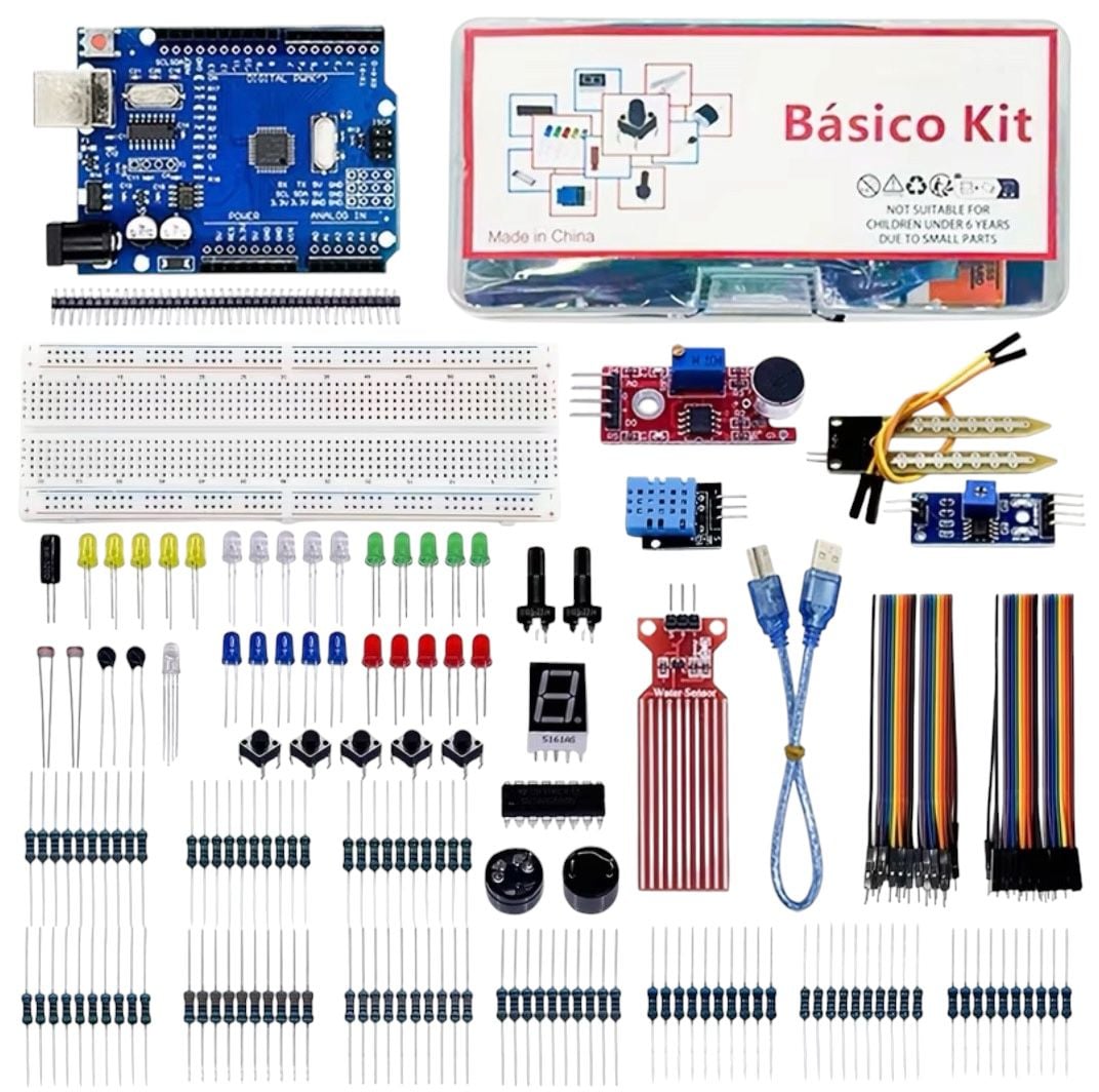 KIT DE ELECTRÓNICA CON ARDUINO UNO R3 CH340 + SENSORES Y COMPONENTES - 1