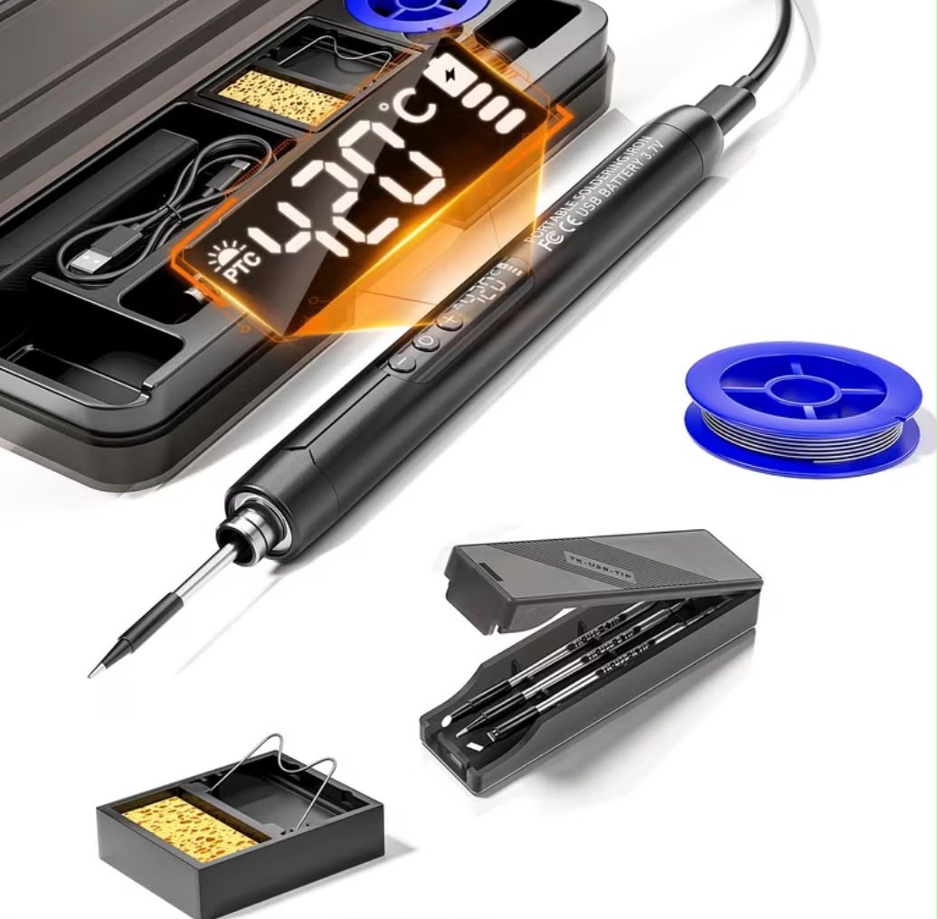 KIT SOLDADOR DE ESTAÑO PANTALLA LED RECARGABLE PROFESIONAL - 1