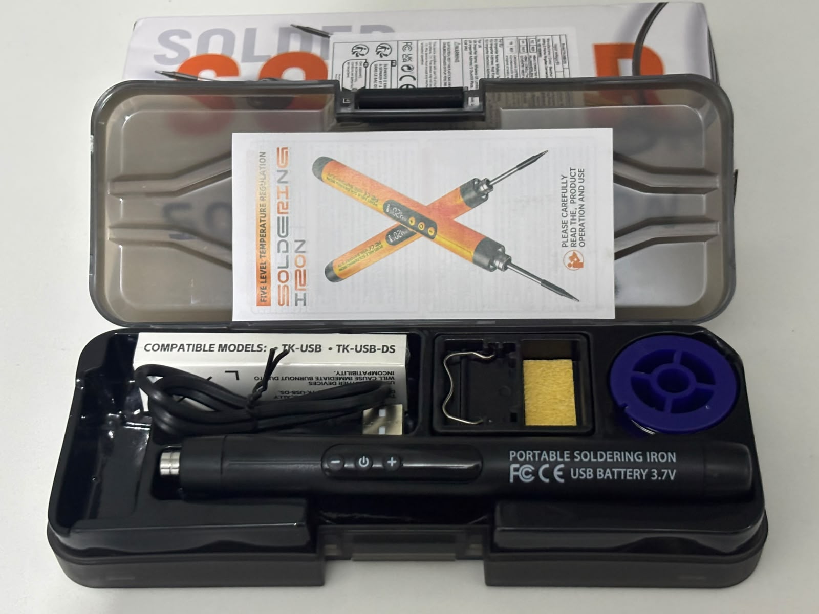 KIT SOLDADOR DE ESTAÑO PANTALLA LED RECARGABLE PROFESIONAL - 2