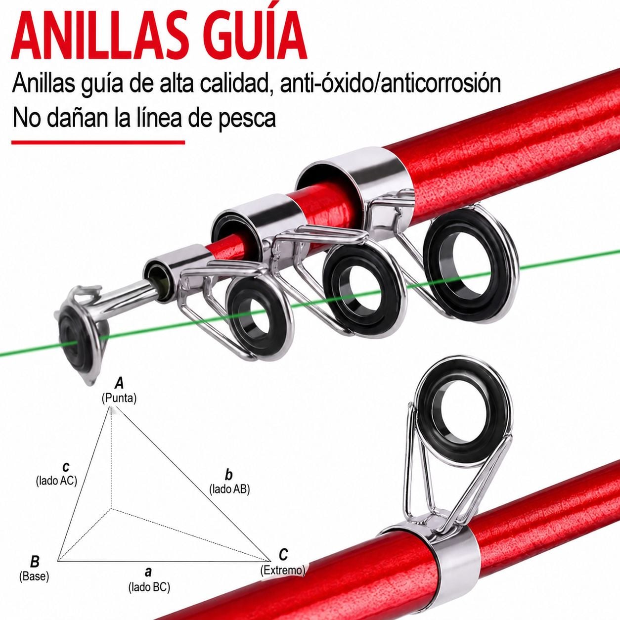 CAÑA DE PESCAR CON SEÑUELOS ROJO M1 BOLSA - 2