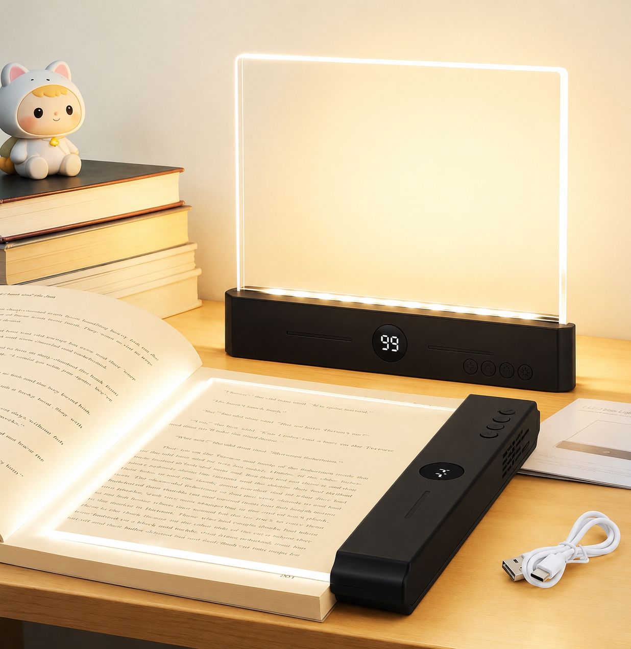 LUZ LAMPARA NEGRO RECARGABLE TEMPORIZADOR LECTURA LEER LIBRO - 4
