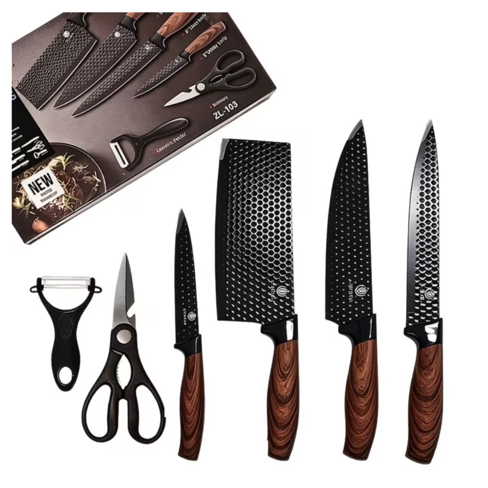 CUCHILLOS DE COCINA 6 PIEZAS NEGRO PREMIUM - 3