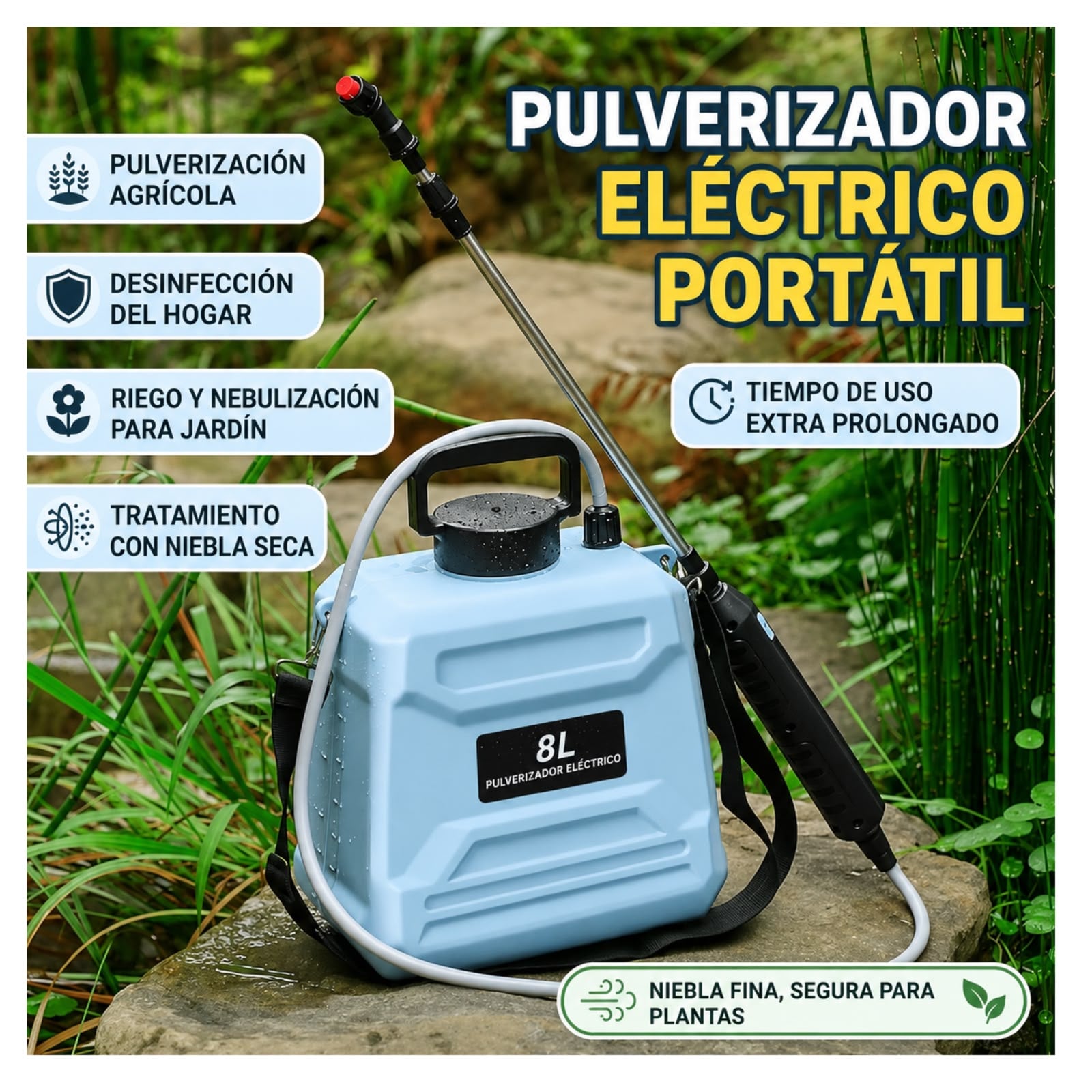 FUMIGADORA PULVERIZADORA ELECTRICA RECARGABLE 8 LITROS - 1