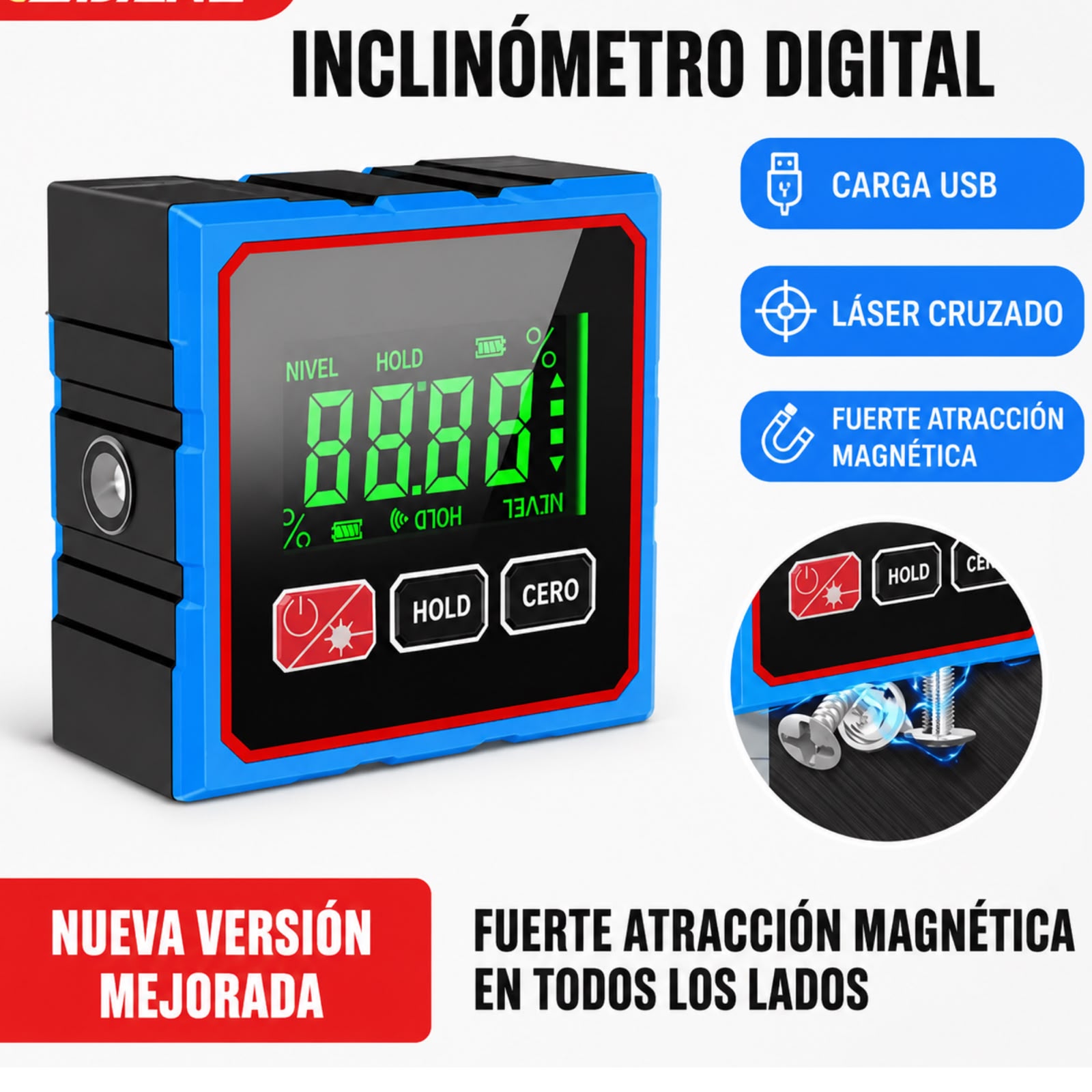 INCLINOMETRO DIGITAL LASER CRUZ RECARGABLE - 1