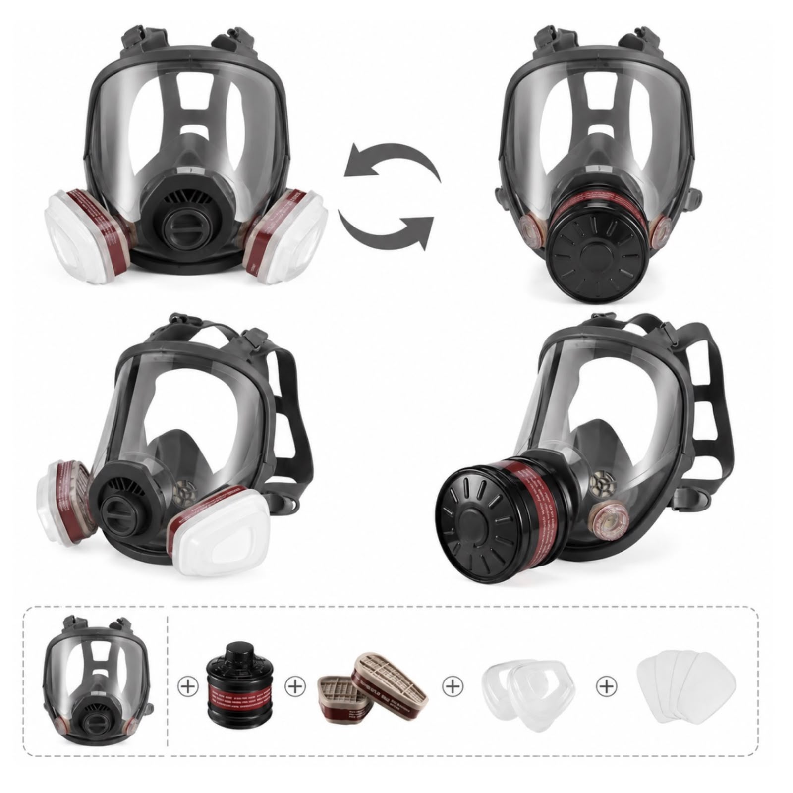MÁSCARA PARA GAS RESPIRATORIA DE CARA COMPLETA 16 EN 1 – SISTEMA 2 EN 1 - 4