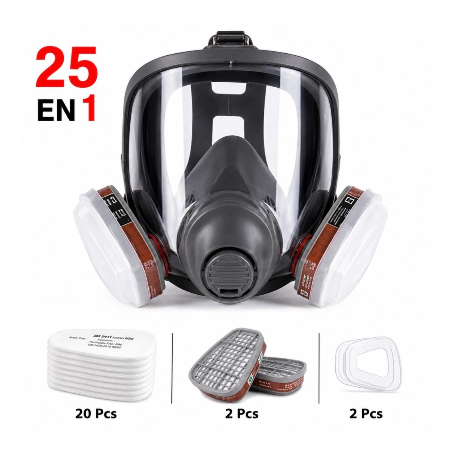 MASCARA DE PROTECCION RESPIRATORIA DE CARA COMPLETA 25 EN 1 - 1