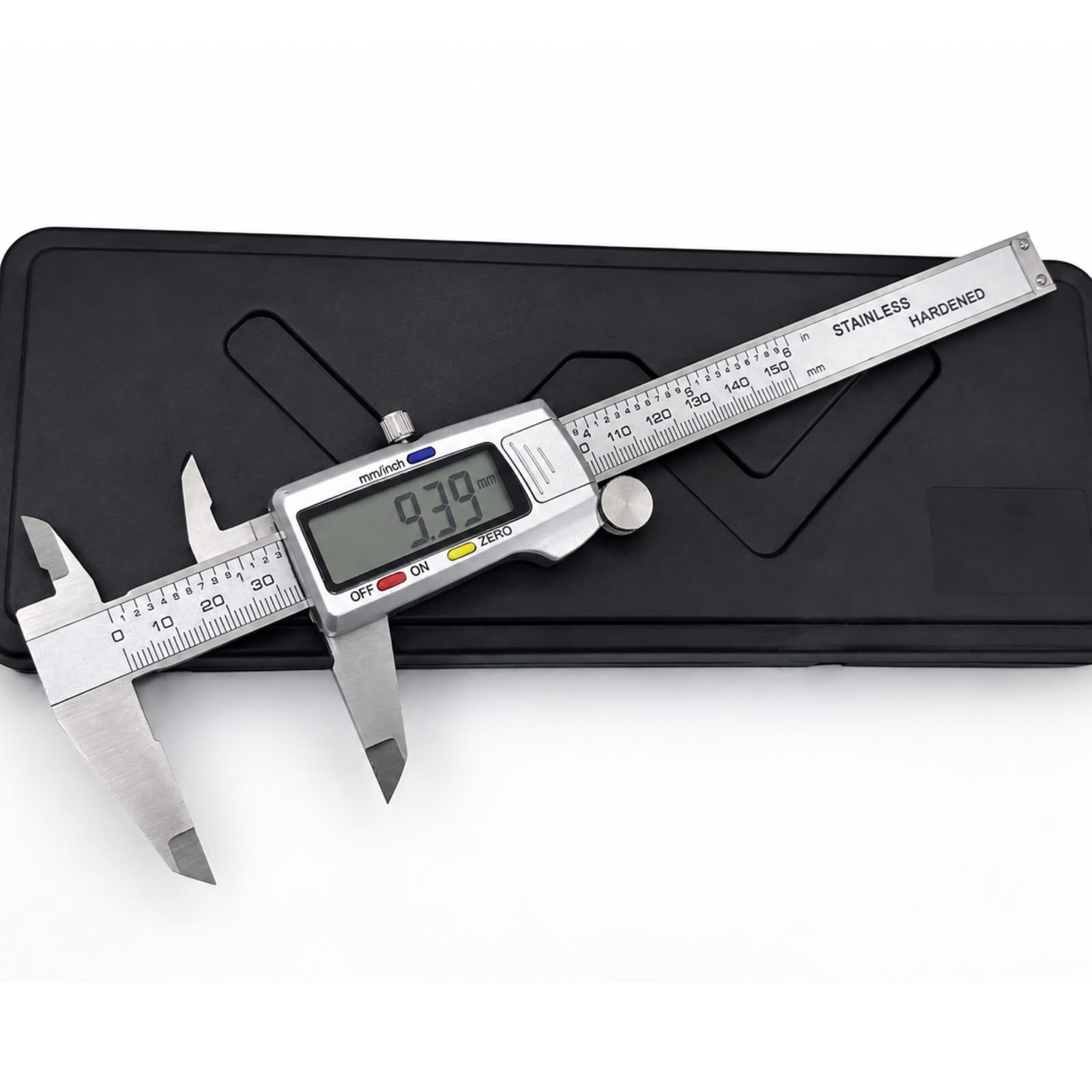 CALIBRADOR VERNIER DIGITAL  ACERO INOXIDABLE 150 MM PANTALLA LCD + 4 BATERÍAS DE REGALO - 1