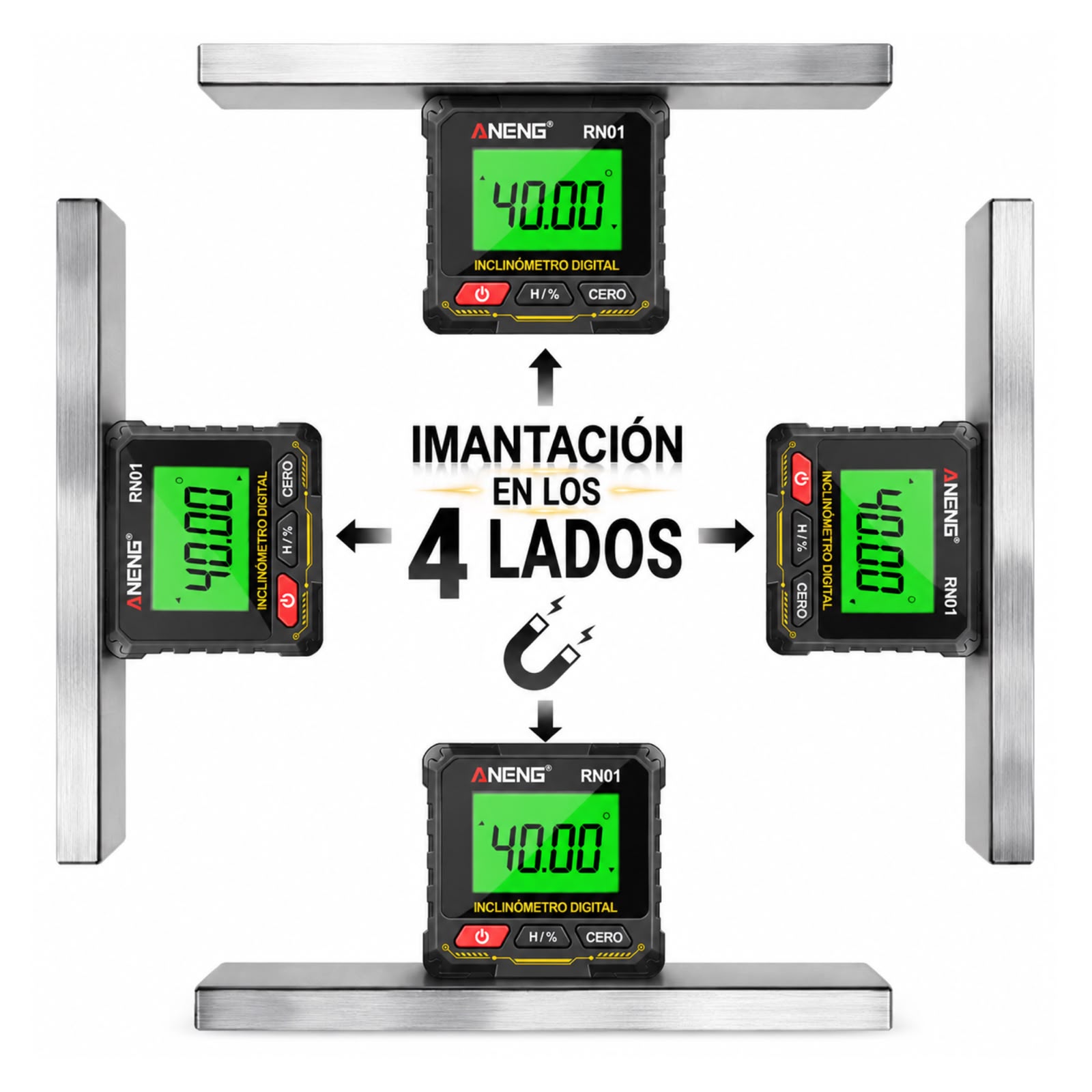INCLINÓMETRO MAGNÉTICO ANENG REAL 360° 4 LADOS IMANTADOS - 2