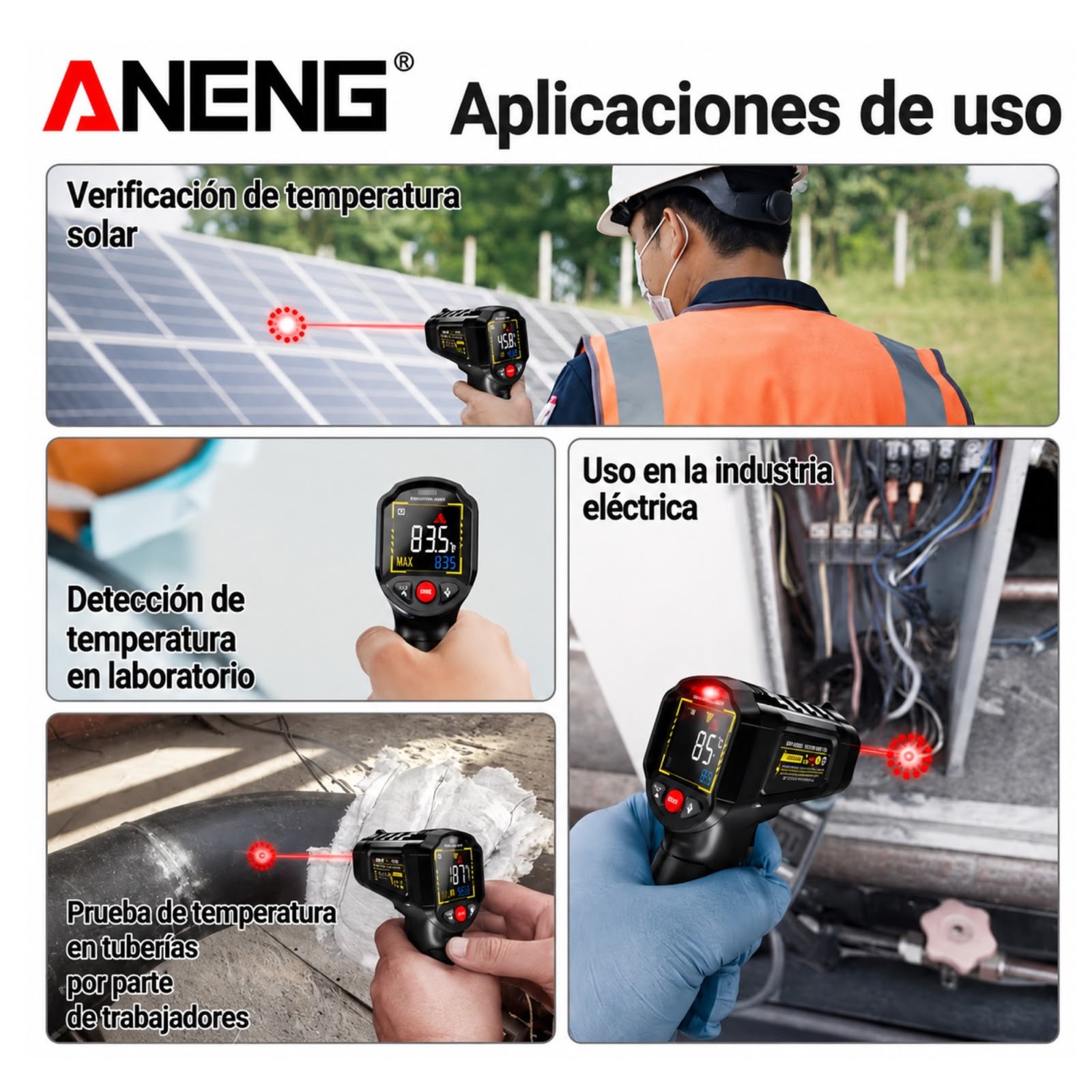 PIROMETRO LASER ANENG 600° EMISIVIDAD AJUSTABLE - 3
