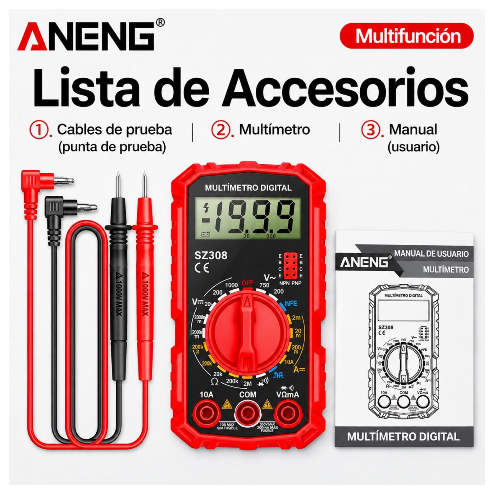MULTIMETRO ANENG SZ308 FUNCIONES ADICIONALES - 1