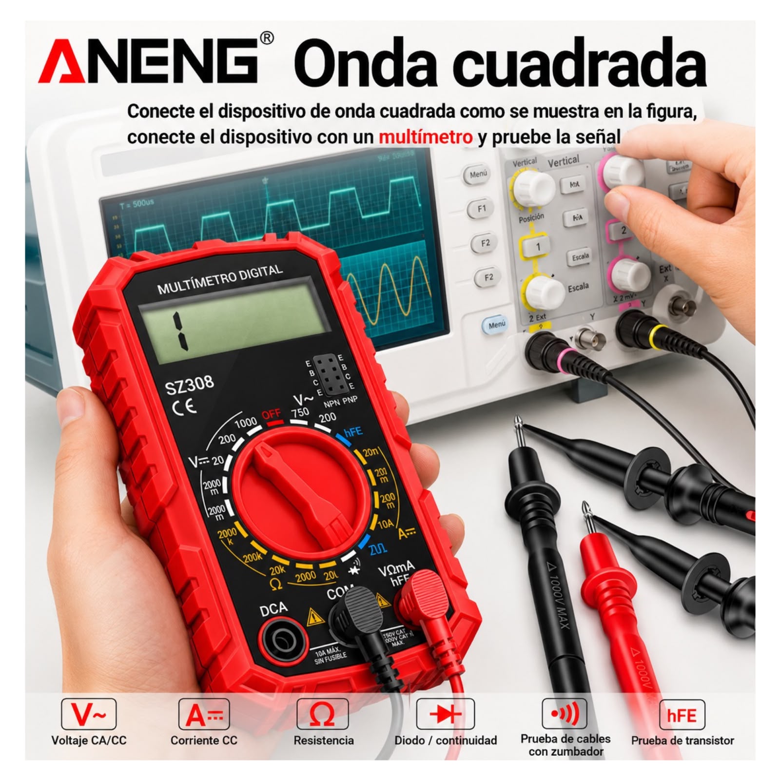 MULTIMETRO ANENG SZ308 FUNCIONES ADICIONALES - 2