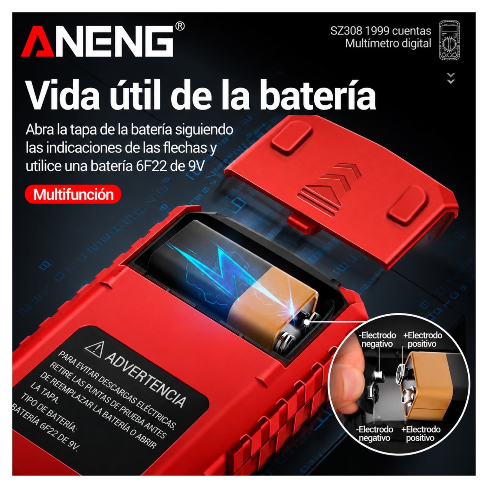 MULTIMETRO ANENG SZ308 FUNCIONES ADICIONALES - 3