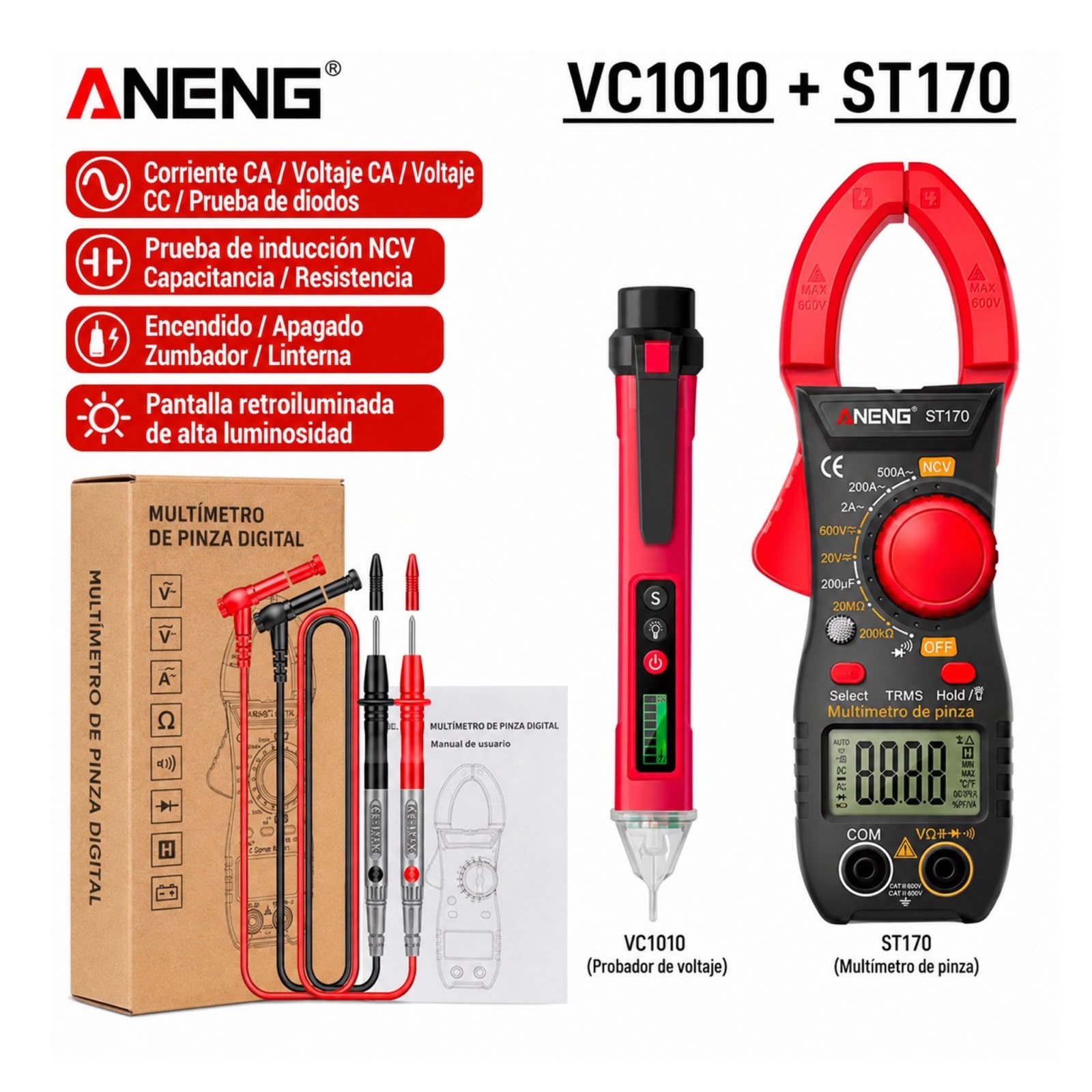 MULTIMETRO ANENG ST170 Y DETECTOR DE VOLTAJE - 5