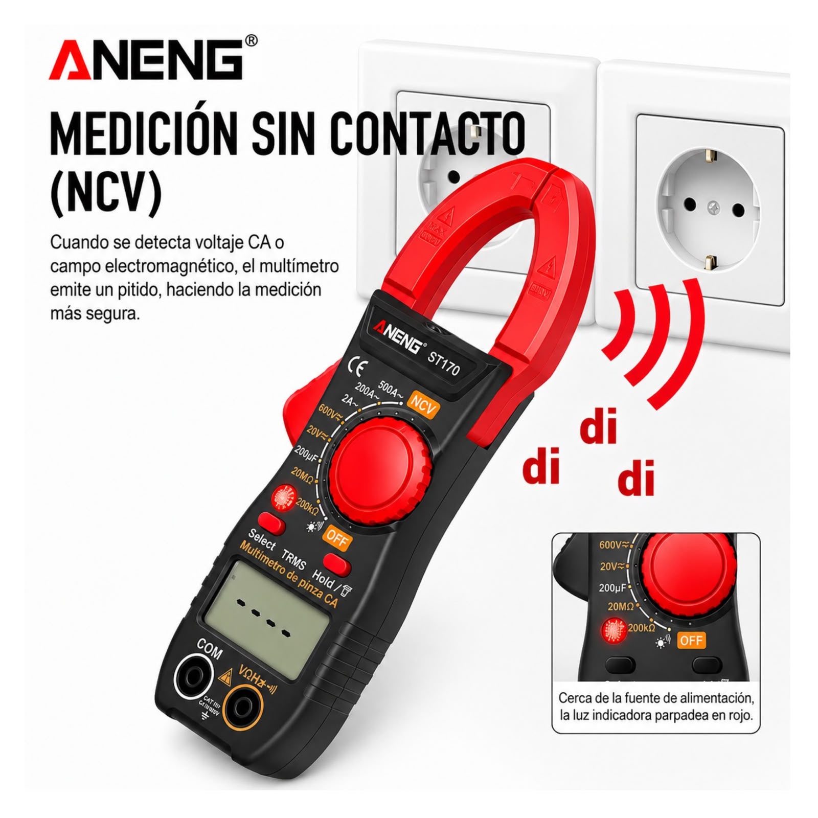MULTIMETRO ANENG ST170 Y DETECTOR DE VOLTAJE - 6