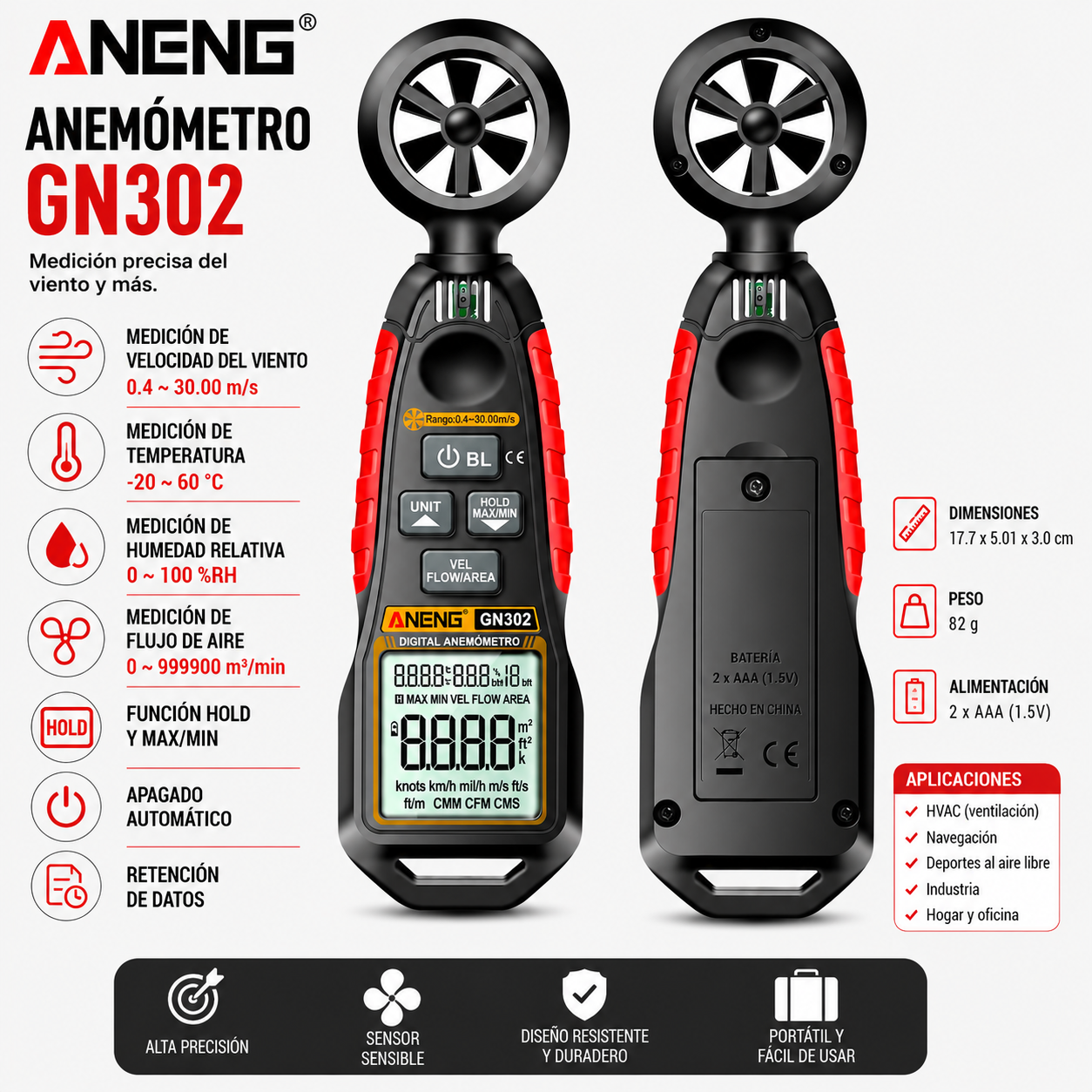 ANEMOMETRO DIGITAL ANENG GN302 - 1