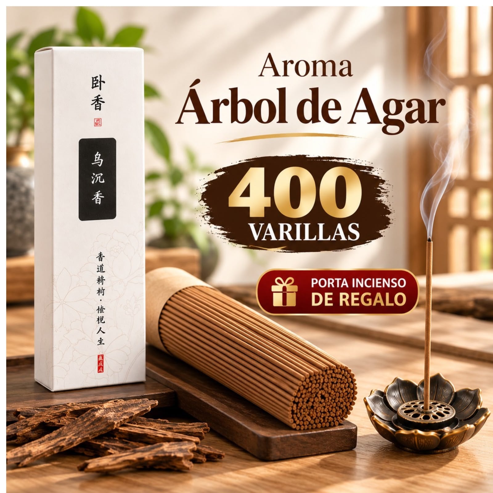 400 VARILLAS DE INCIENSO CON PORTA INCIENSO DE REGALO - 1