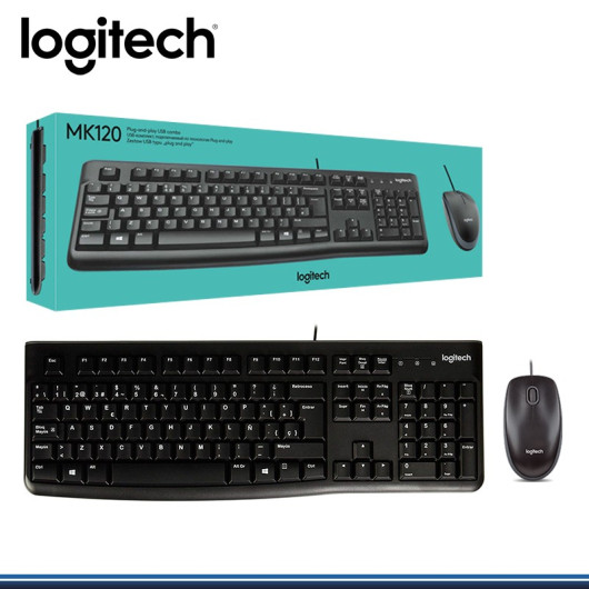 KIT LOGITECH ALAMBRICO MK120 TECLADO Y MOUSE - 1