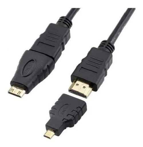 CABLE HDMI 3 EN 1 CON ADAPTADOR MINI Y MICRO HDMI 1.5 METROS - 2