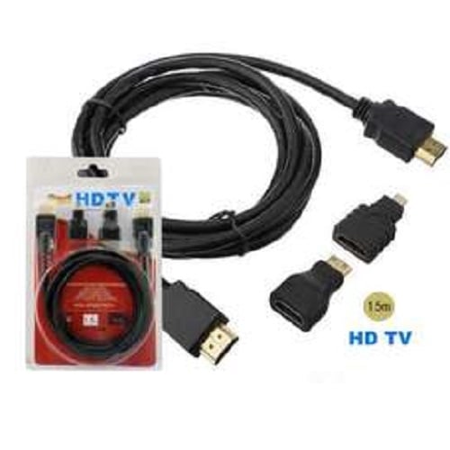 CABLE HDMI 3 EN 1 CON ADAPTADOR MINI Y MICRO HDMI 1.5 METROS - 4