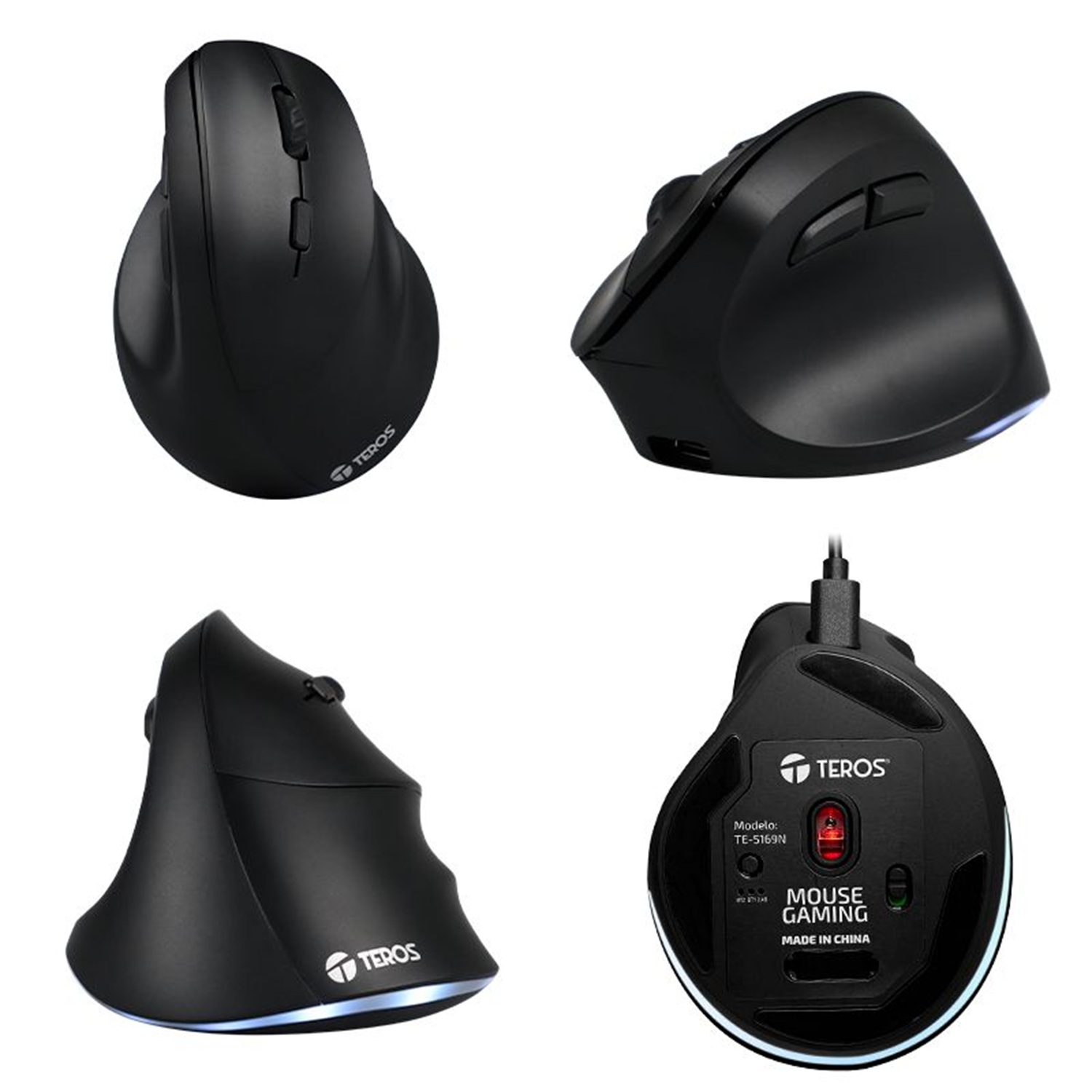 MOUSE TEROS VERTICAL INALAMBRICO (TE-5169N) 2.4G+BLUETOOTH / 2400DPI AJUSTABLE - 1