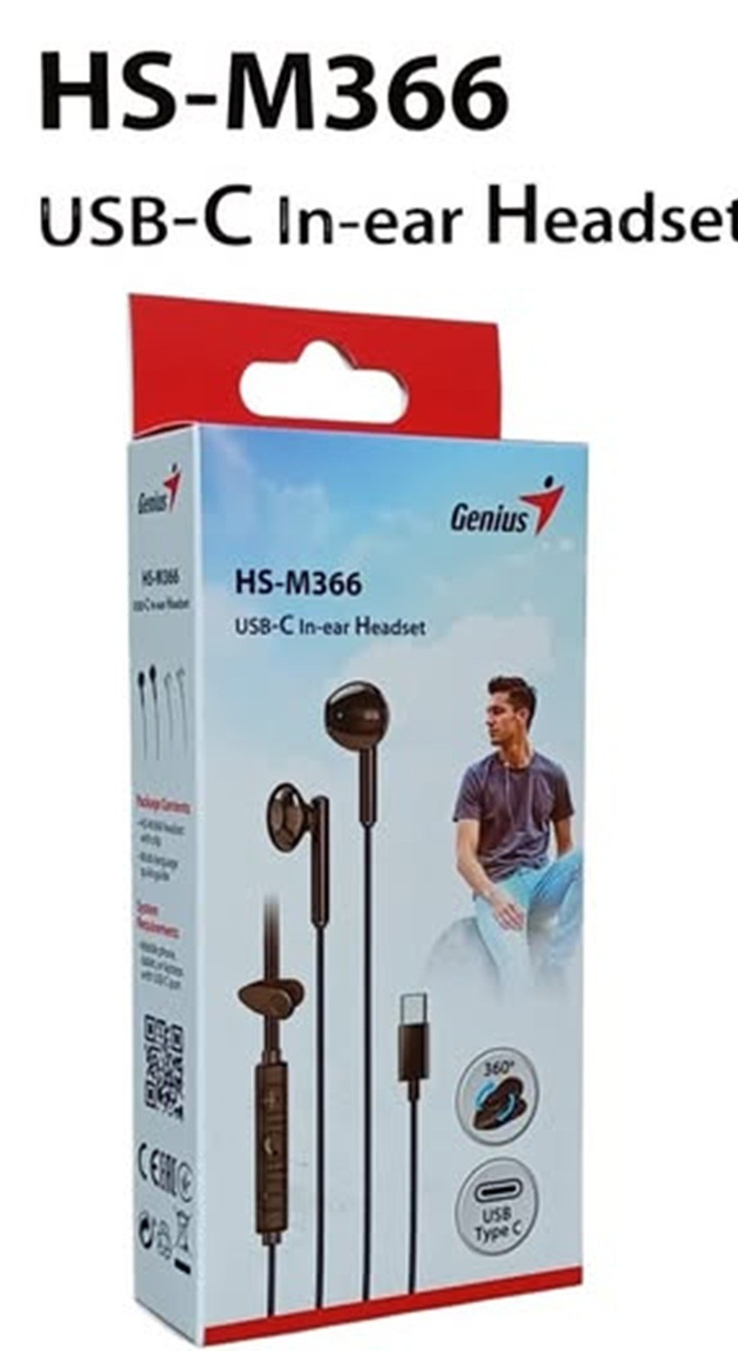 AUDIFONO C/MICROF. GENIUS HS-M366 IN-EAR USB-C 14.2MM CLIP GIRATORIO BLACK - 4