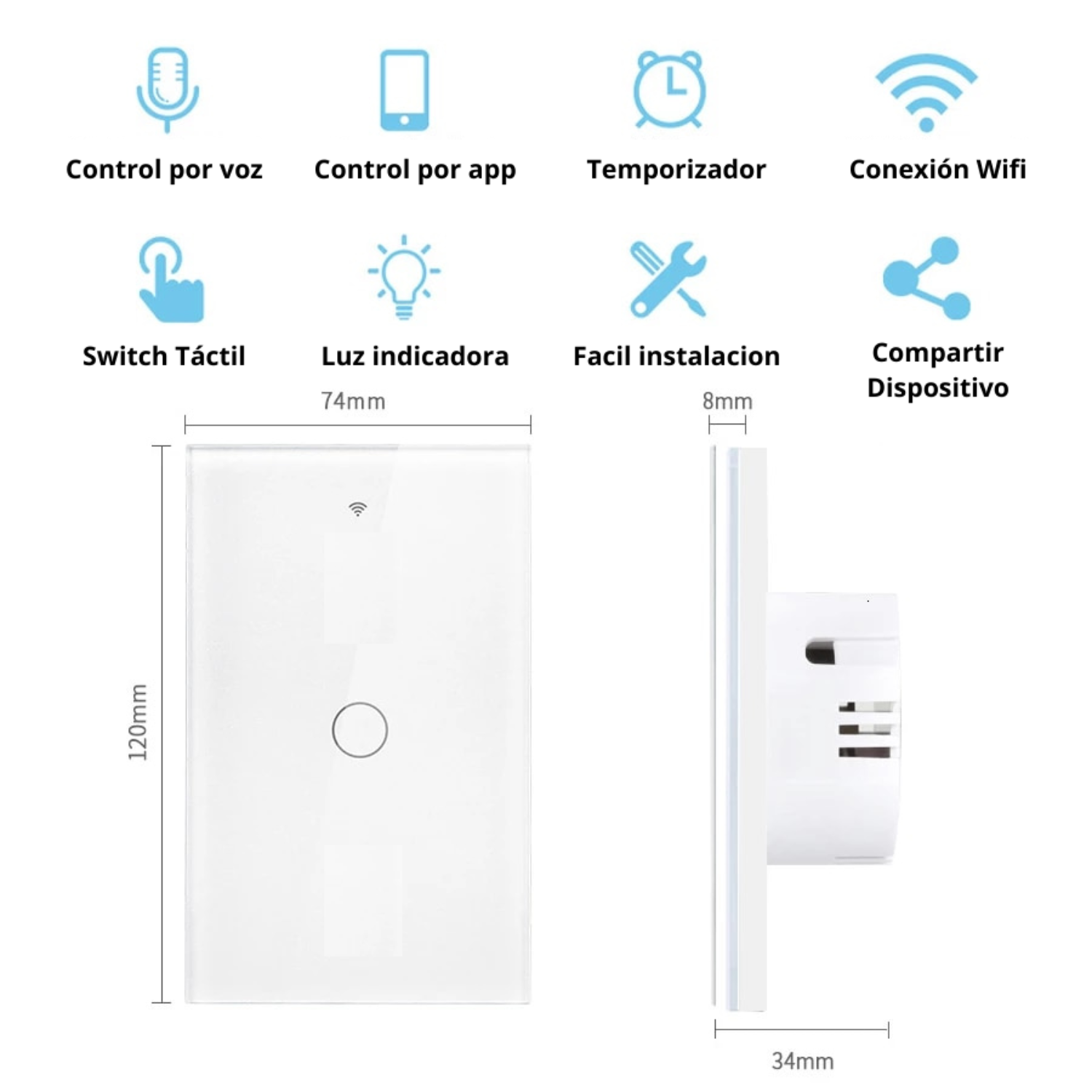 INTERRUPTOR WT01 INTELIGENTE WIFI SIMPLE NEGRO - 2