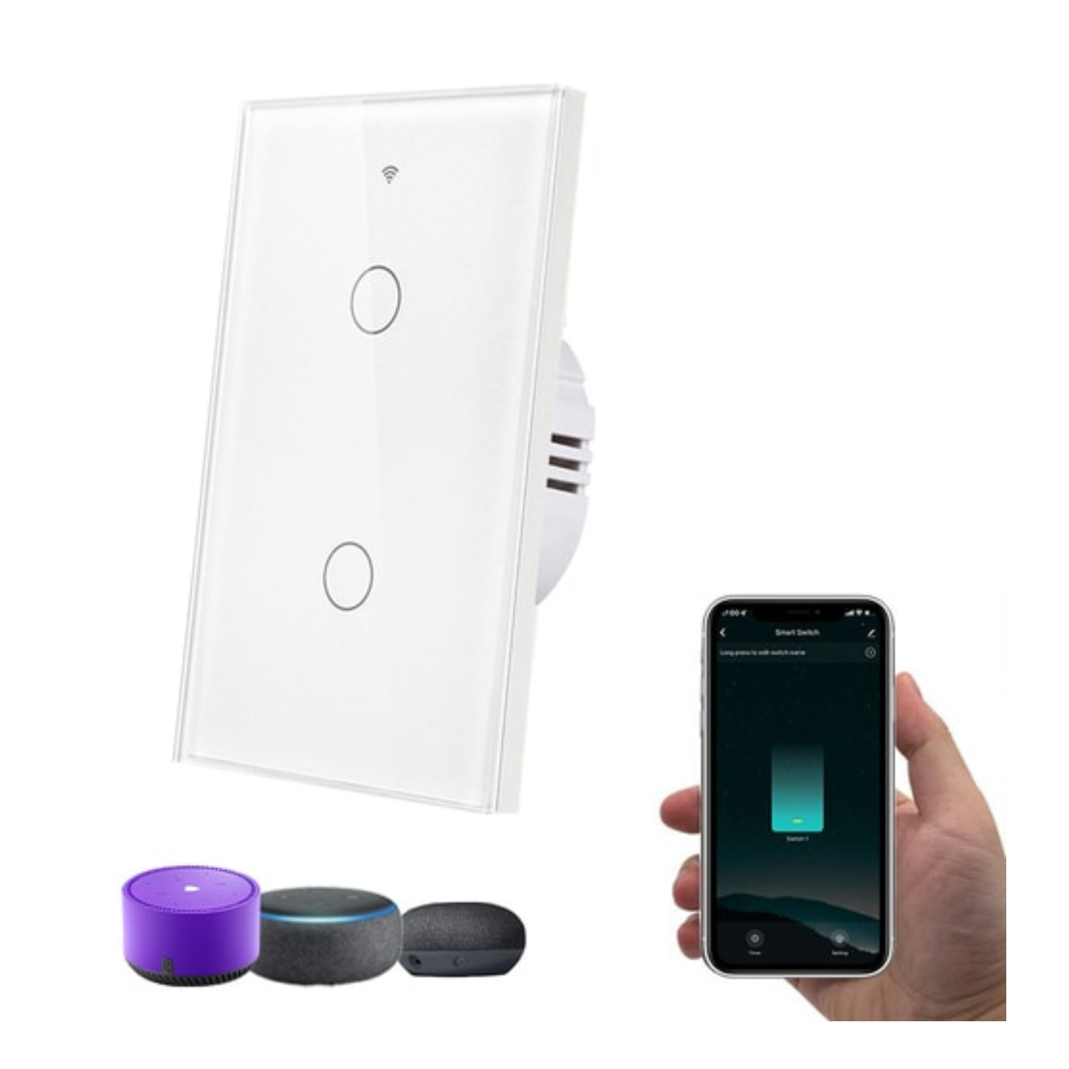 INTERRUPTOR WT02 INTELIGENTE WIFI DOBLE BLANCO - 1