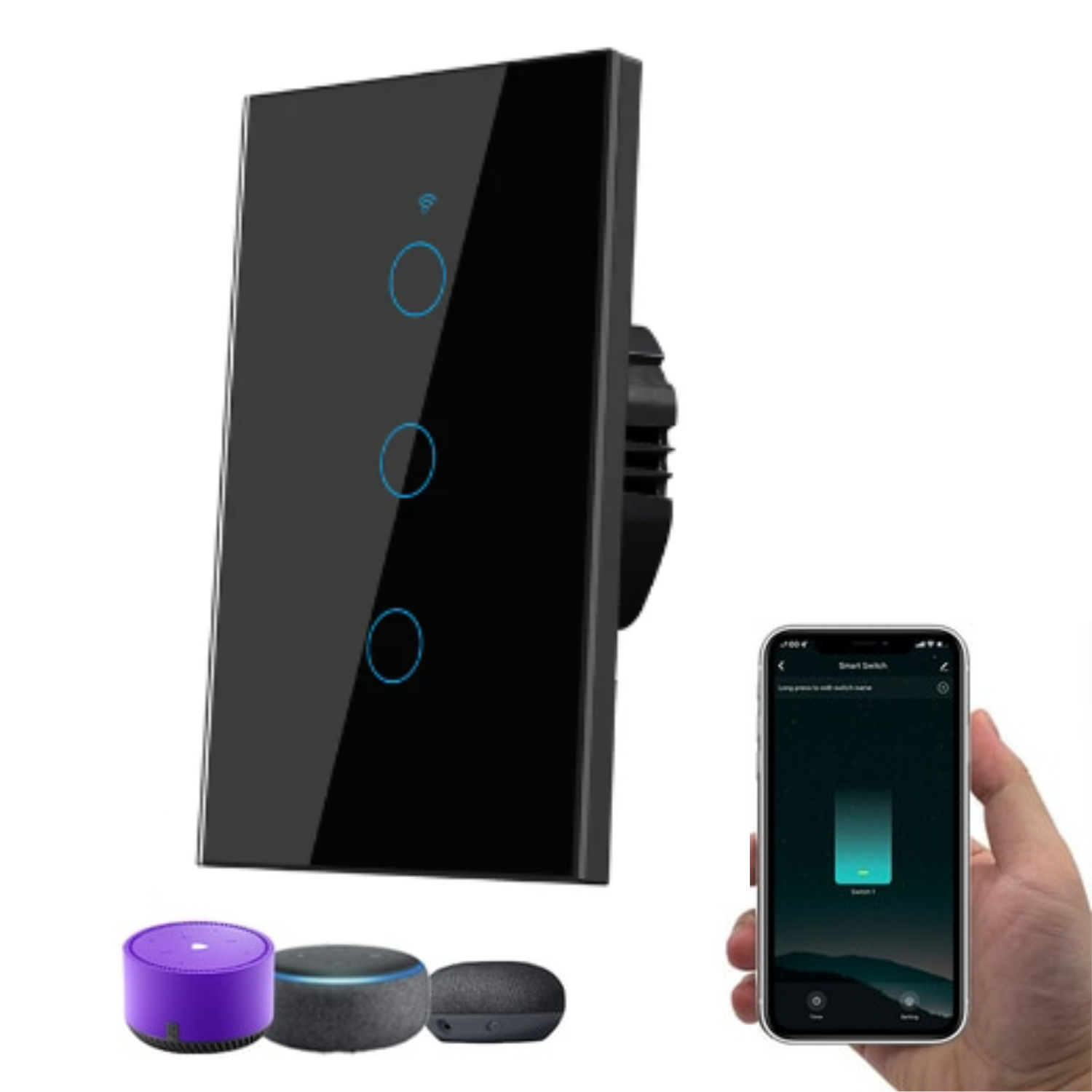 INTERRUPTOR INTELIGENTE WIFI TRIPLE SIN NEUTRO - 1