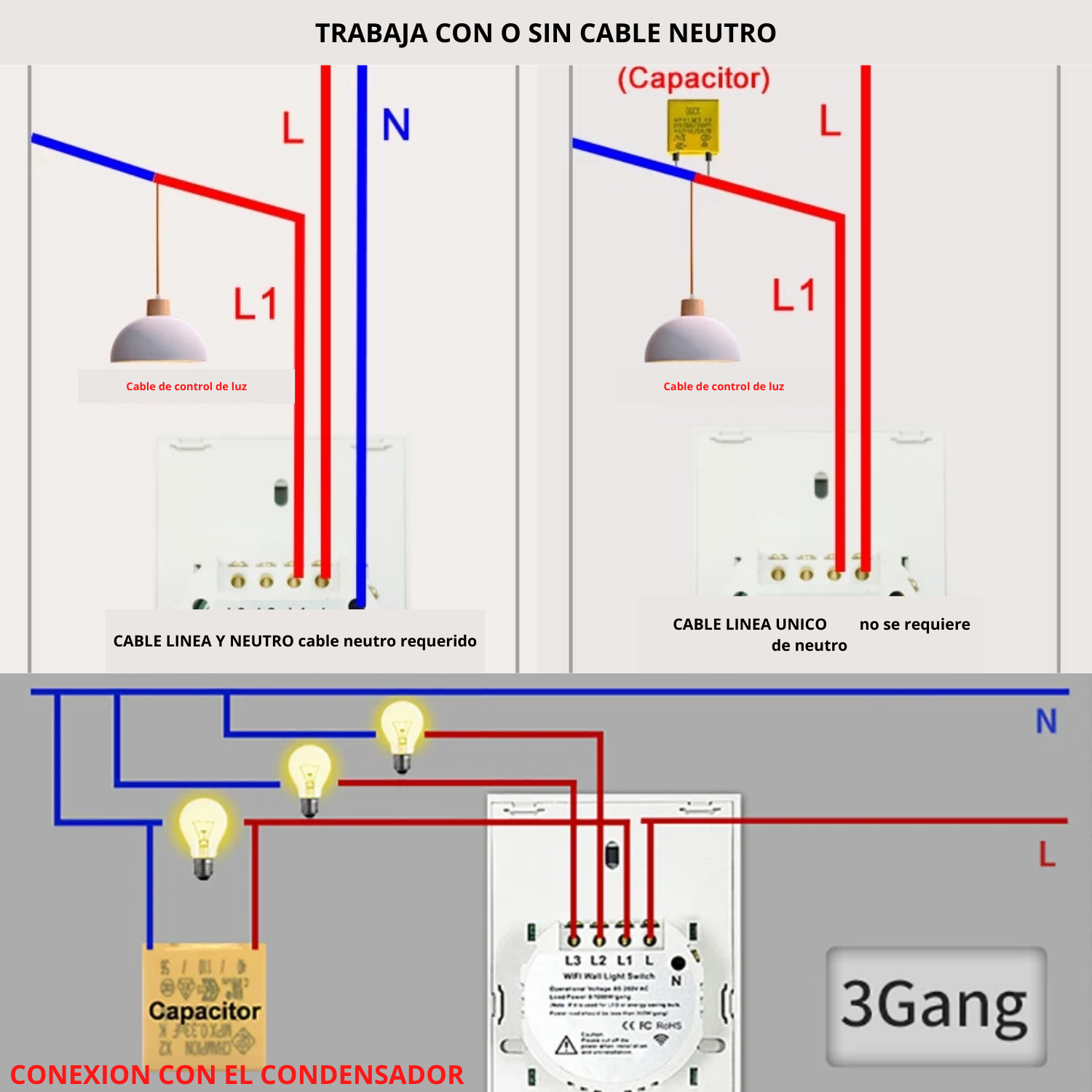 INTERRUPTOR INTELIGENTE WIFI TRIPLE SIN NEUTRO - 3