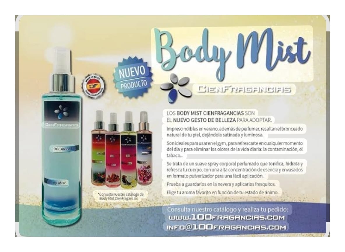 BODY MIST VEGANO BREEZE CIENFRAGANCIAS CIEN ESENCIAS FLORAL ACUÁTICO, HIDRATATANTE 24H - 3