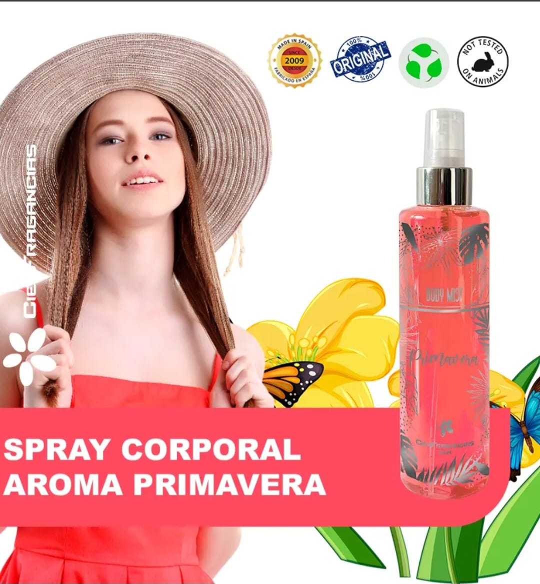 BODY MIST VEGANO  PRIMAVERA CIENFRAGANCIAS CIEN ESENCIAS AROMÁTICA FLORAL FRUTAL, HIDRATA Y PERFUMA  FIJACIÓN 24H - 1