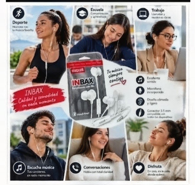 AUDIFONOS MAXELL INBAX CON MICRÓFONO MANOS LIBRES SONIDO CLARO POTENTE CONECTOR 3.5MM PACK X2 / BLANCO - 3